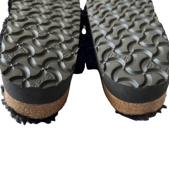 Papillio Birkenstock Daytona Shearling Black Platform Sandals Women Size 39 EU - Picture 11 of 16